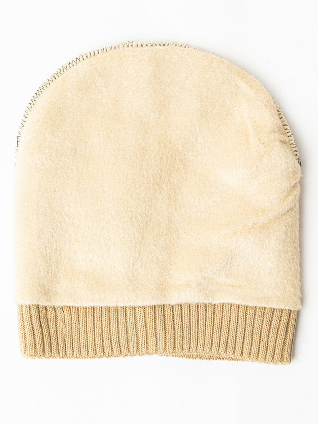 Unisex Winter Woolen Zig-zag Beanie cap- Beige