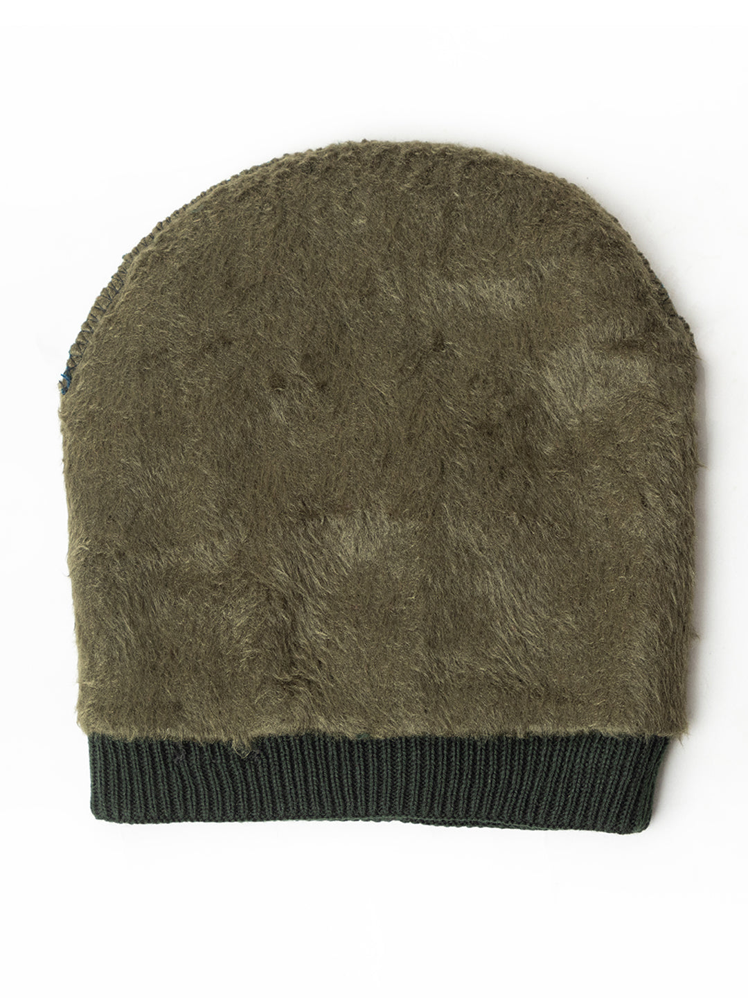 Amoldo unisex Soft and Warm Olive Winter Woolen Skull Beanie cap with Fur Lining (Brick Design)