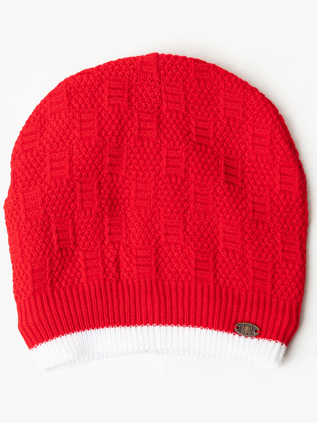 Unisex Woolen Fur Lining Beanie Cap- Red | Amoldo