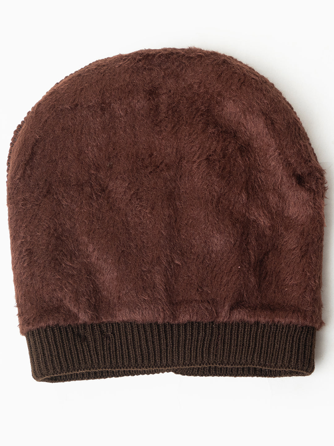 Amoldo unisex Soft and Warm Brown Winter Woolen Skull Beanie cap with Fur Lining (Brick Design)