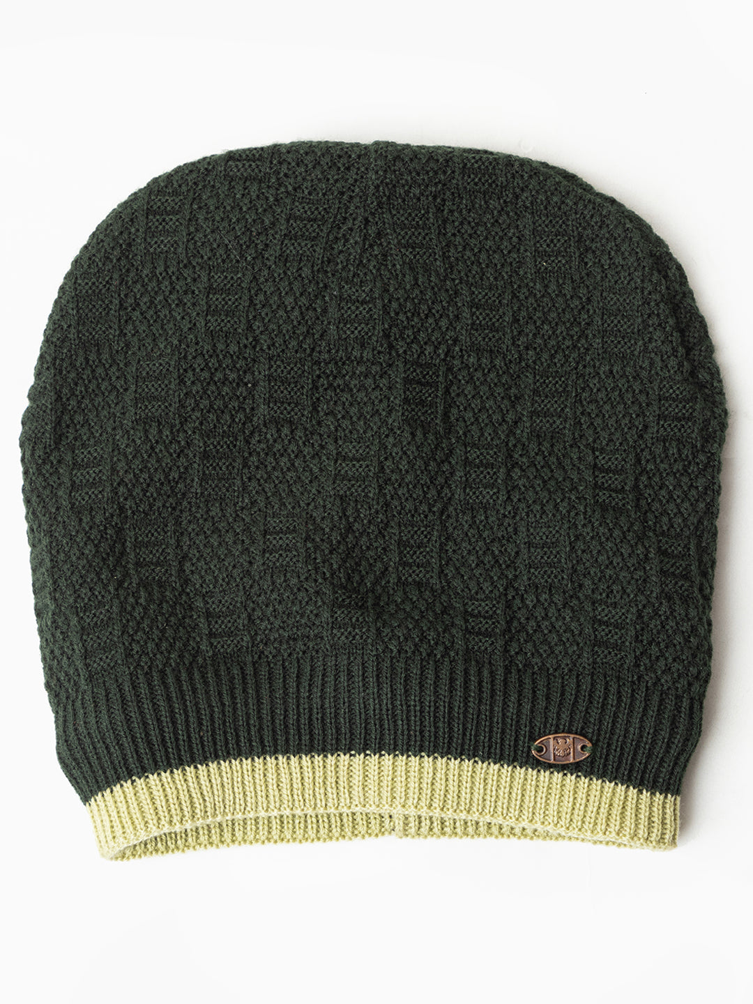 Unisex Woolen Fur Lining Beanie Cap- Olive | Amoldo