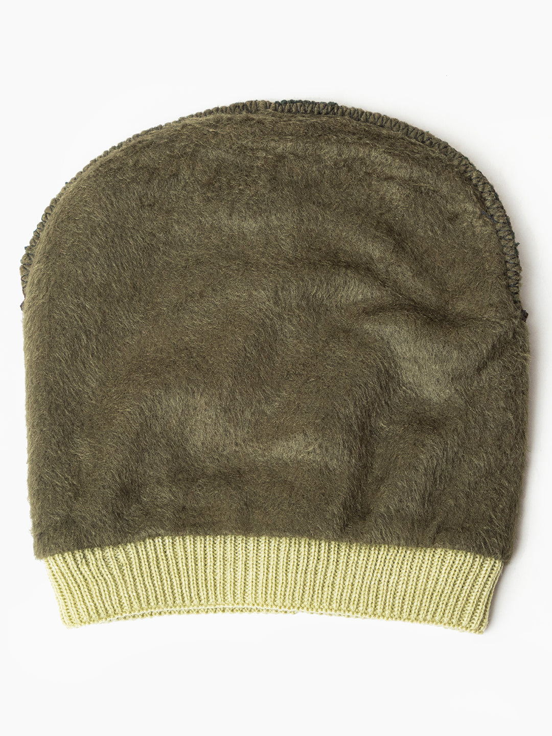 Unisex Woolen Fur Lining Beanie Cap- Olive | Amoldo