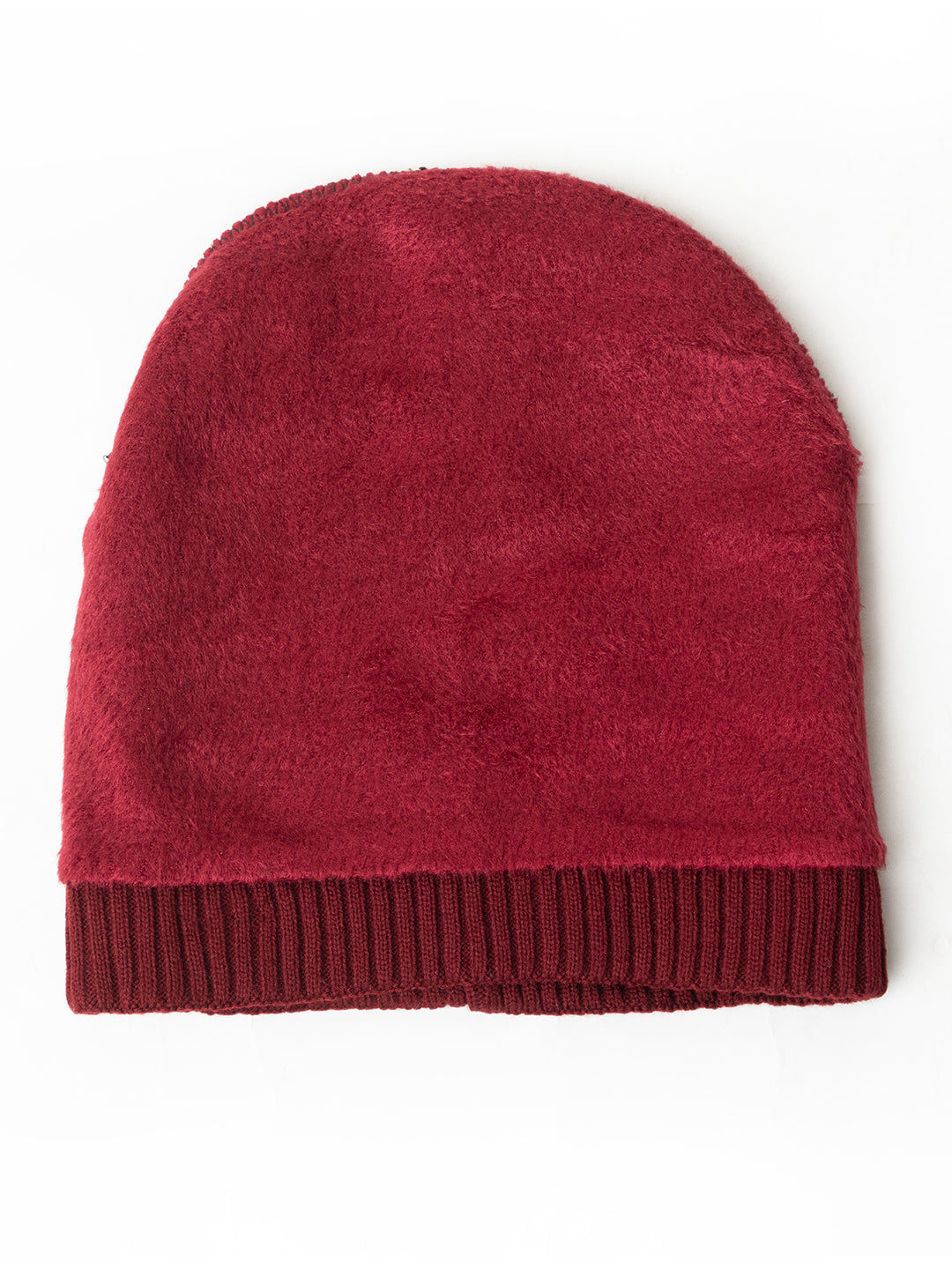 Unisex Winter Woolen Zig-zag Beanie cap- Maroon | Amoldo