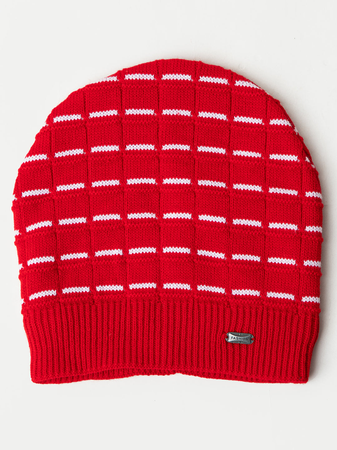 Amoldo unisex Soft and Warm Red Winter Woolen Skull Beanie cap with Fur Lining (Brick Design)