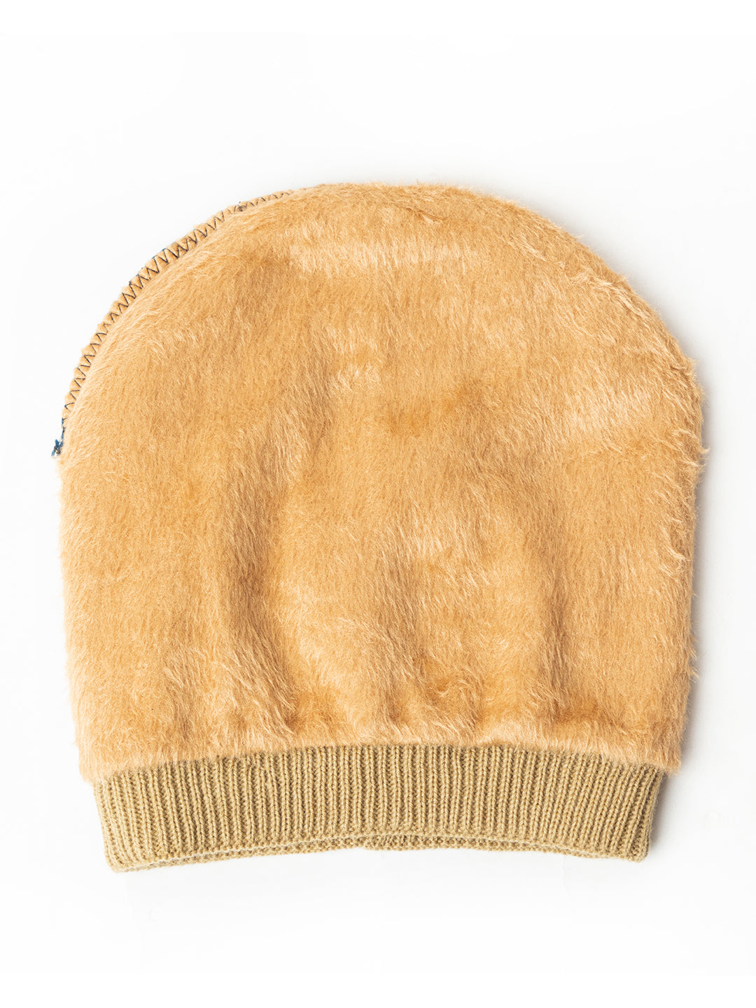 Amoldo unisex Soft and Warm Beige Winter Woolen Skull Beanie cap with Fur Lining (Brick Design)