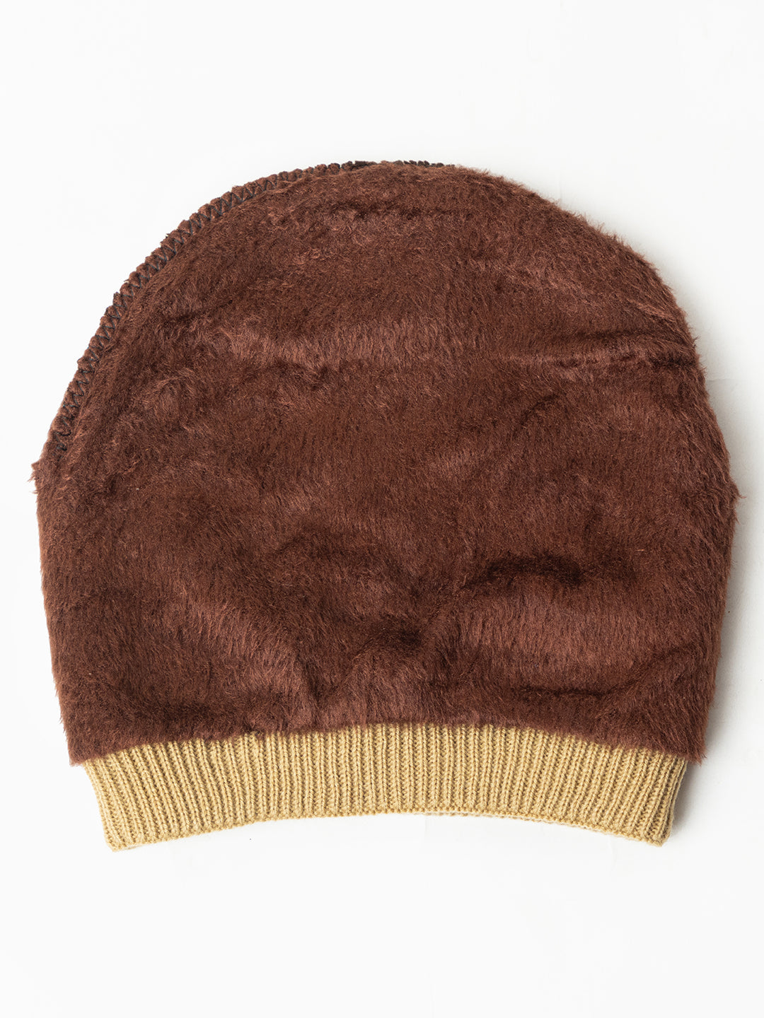 Unisex Woolen Fur Lining Beanie Cap- Brown | Amoldo