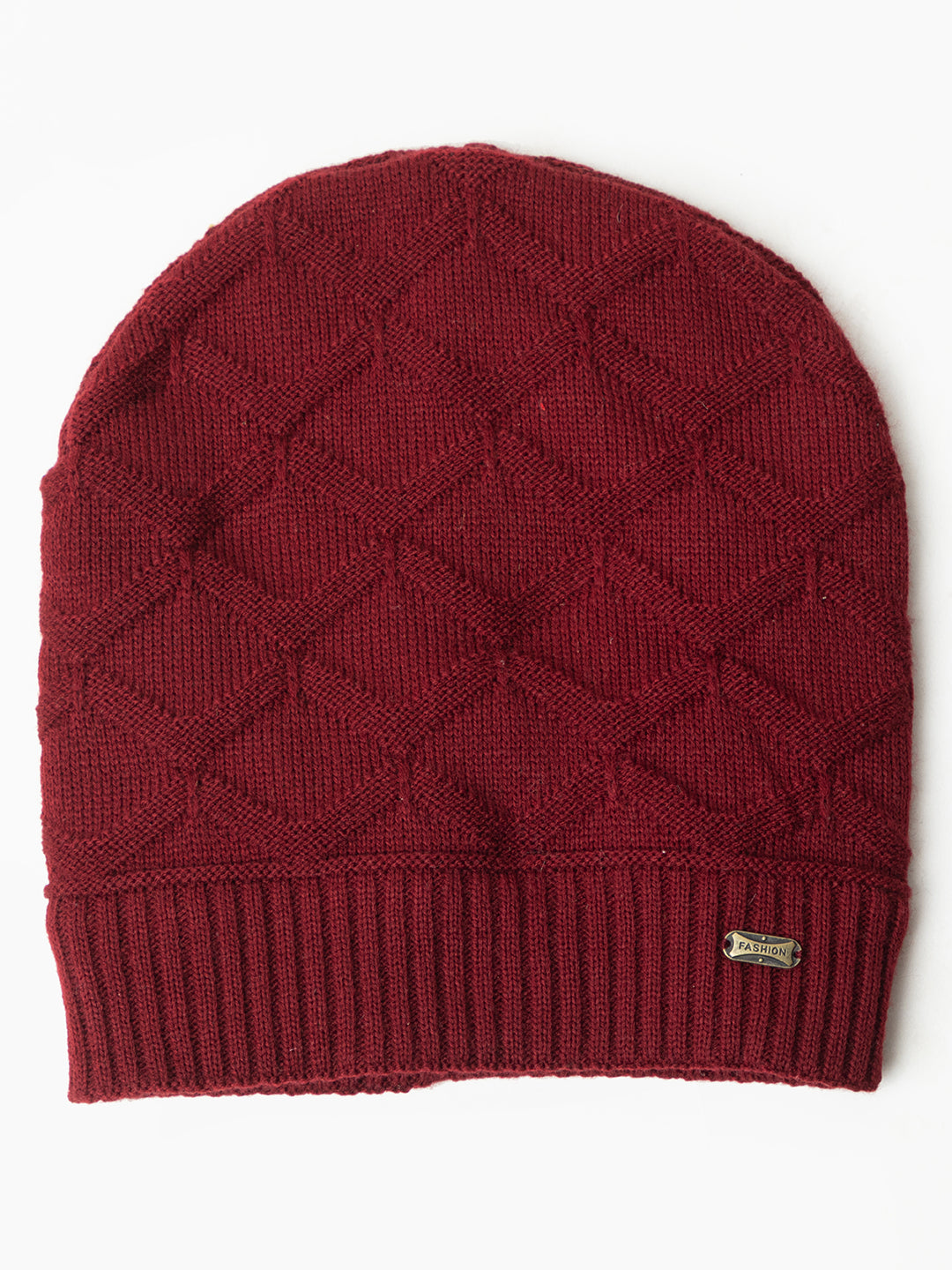 Amoldo unisex Soft and Warm Maroon Winter Woolen Skull Beanie cap with Fur Lining (Box Design)