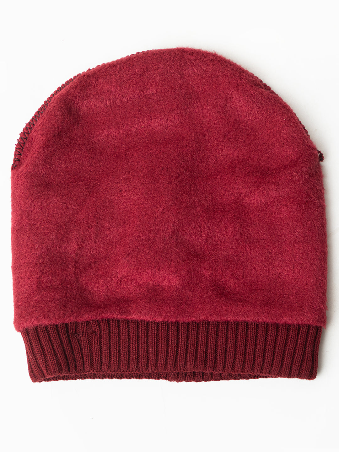 Amoldo unisex Soft and Warm Maroon Winter Woolen Skull Beanie cap with Fur Lining (Box Design)