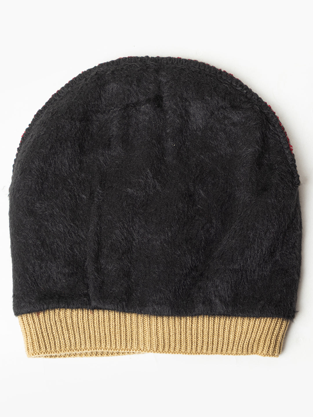 Unisex Woolen Fur Lining Beanie Cap- Maroon | Amoldo