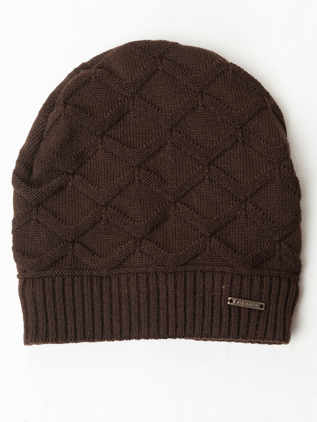 Amoldo unisex Soft and Warm Brown Winter Woolen Skull Beanie cap with Fur Lining (Box Design)