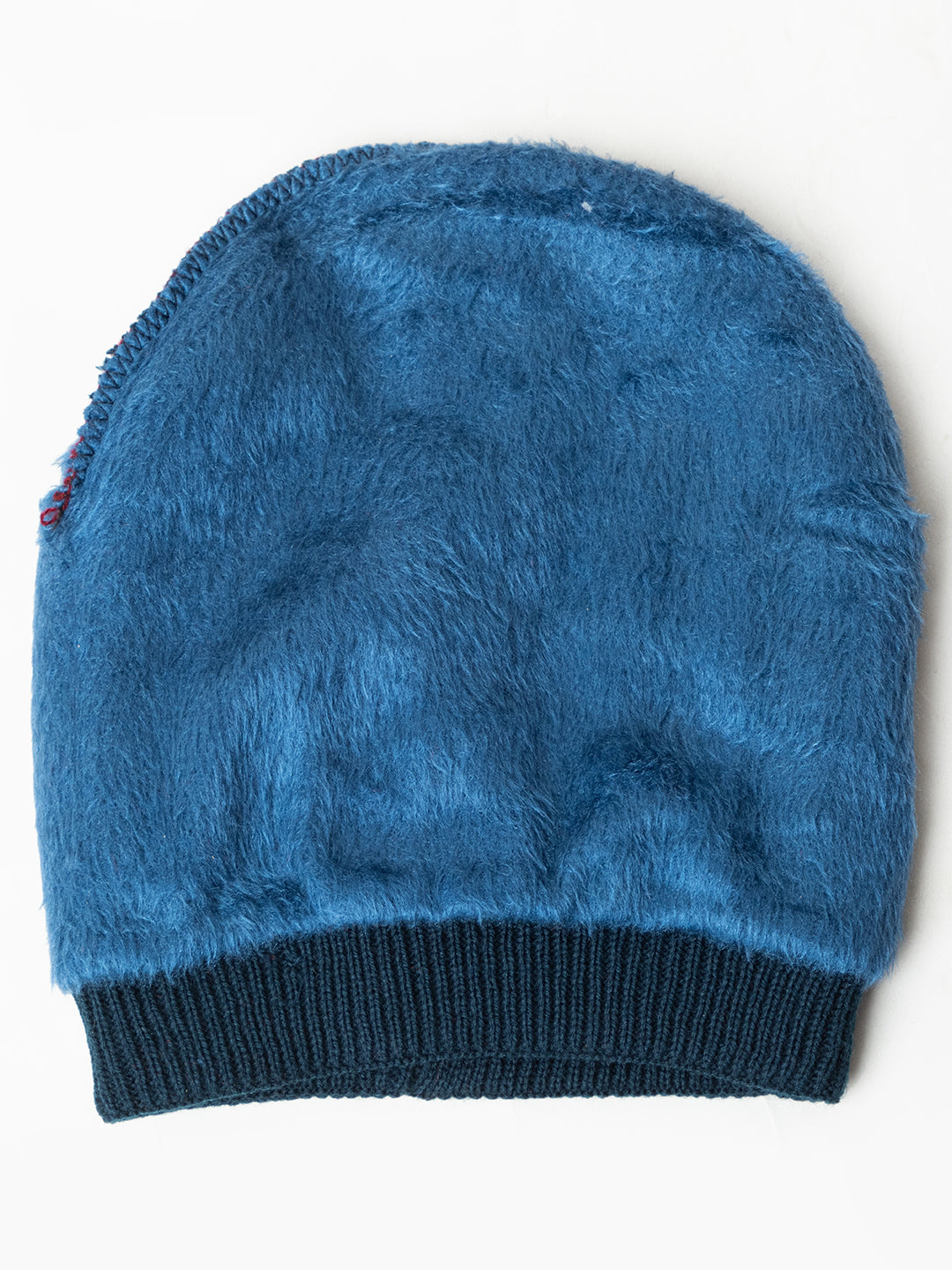 Amoldo unisex Soft and Warm Navy Blue Winter Woolen Skull Beanie cap with Fur Lining (Brick Design)