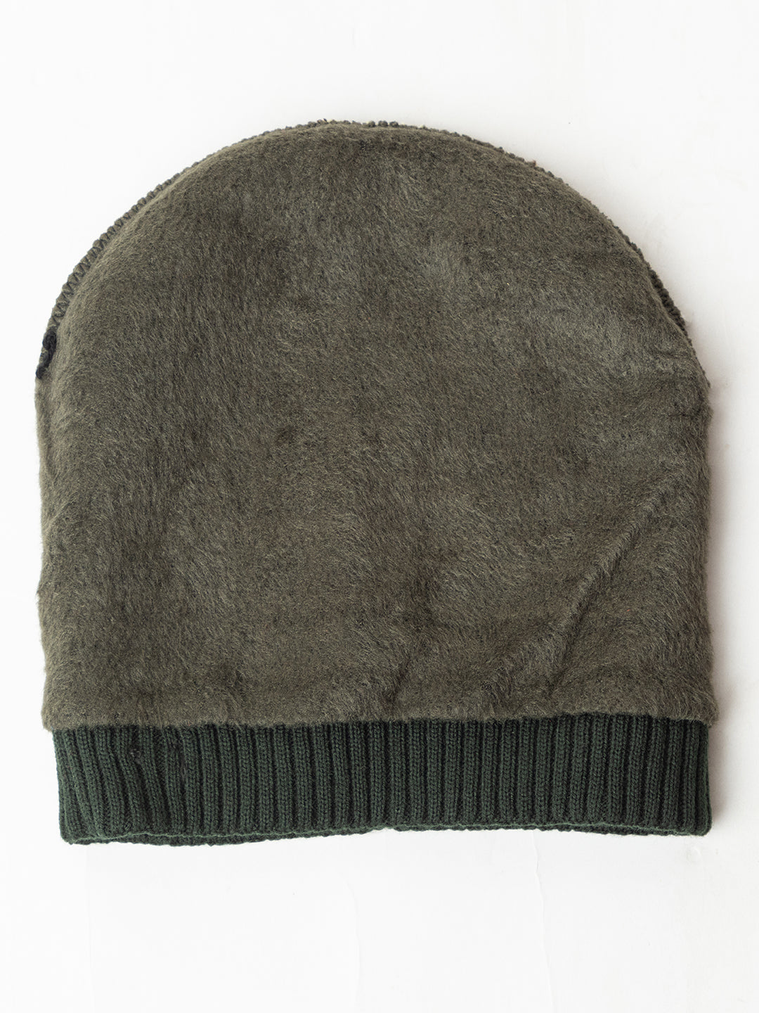 Unisex Winter Woolen Zig-zag Beanie cap- Olive