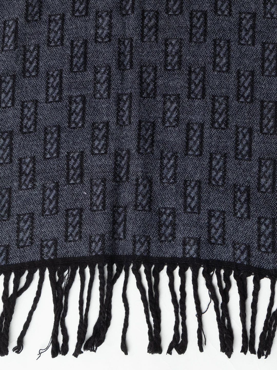 Woolen Rectangle Design Muffler- Navy | Amoldo