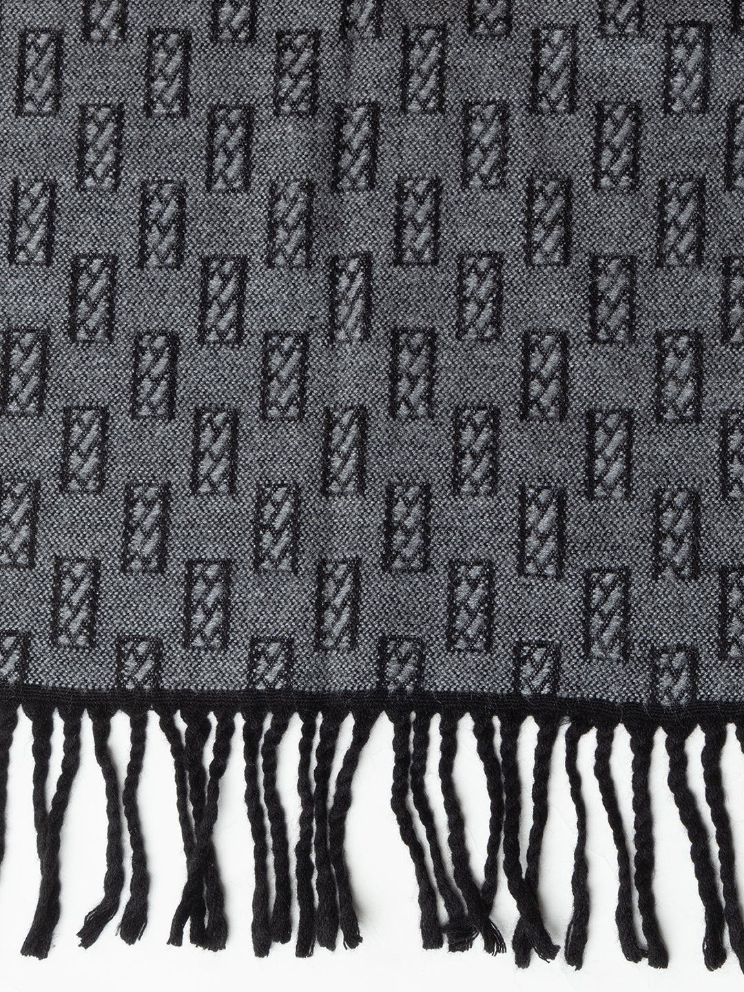 Woolen Rectangle Design Muffler- Dark Grey | Amoldo