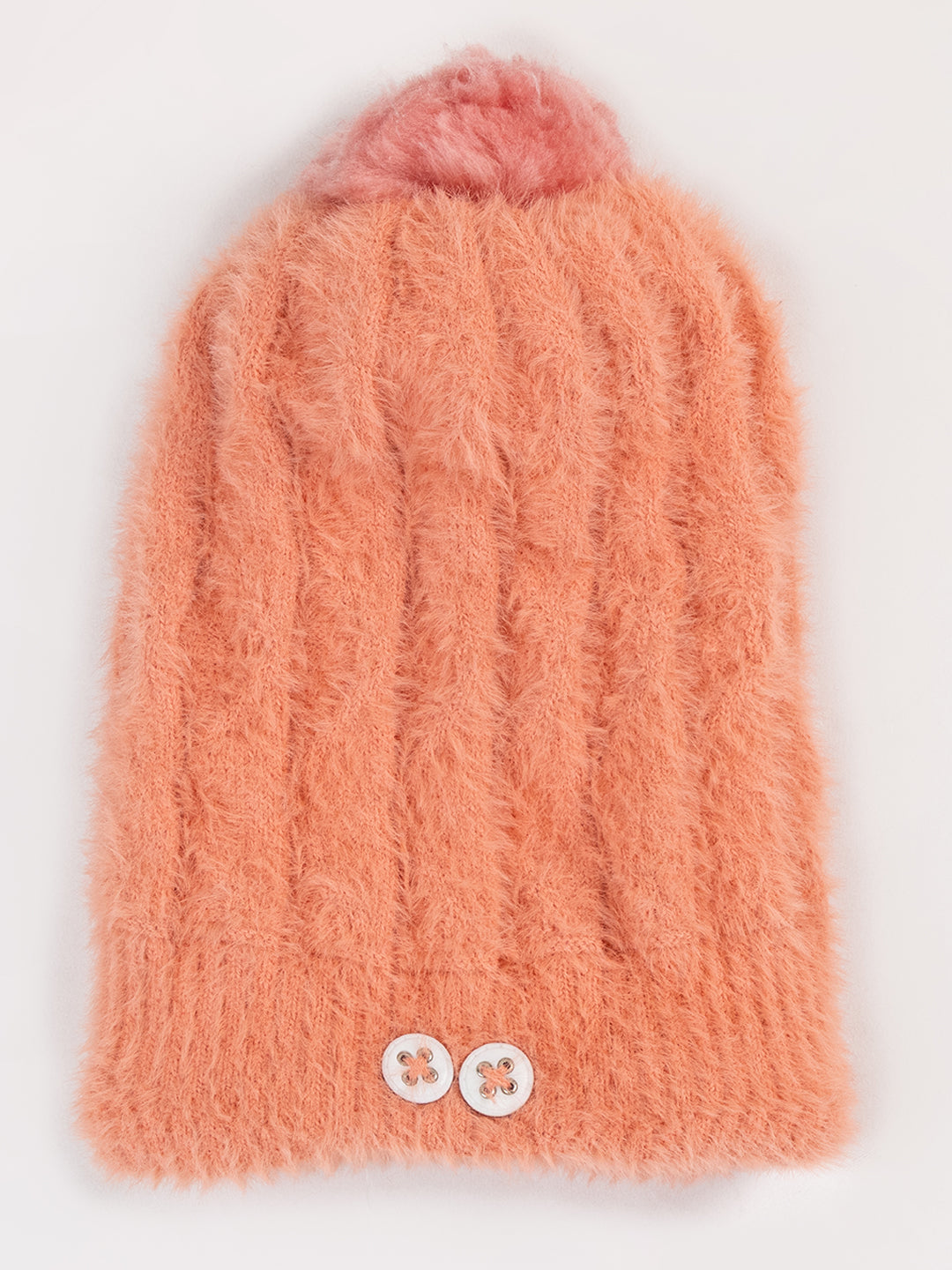 Woolen Pocket Muffler Cap for Women- Peach | AMOLDO