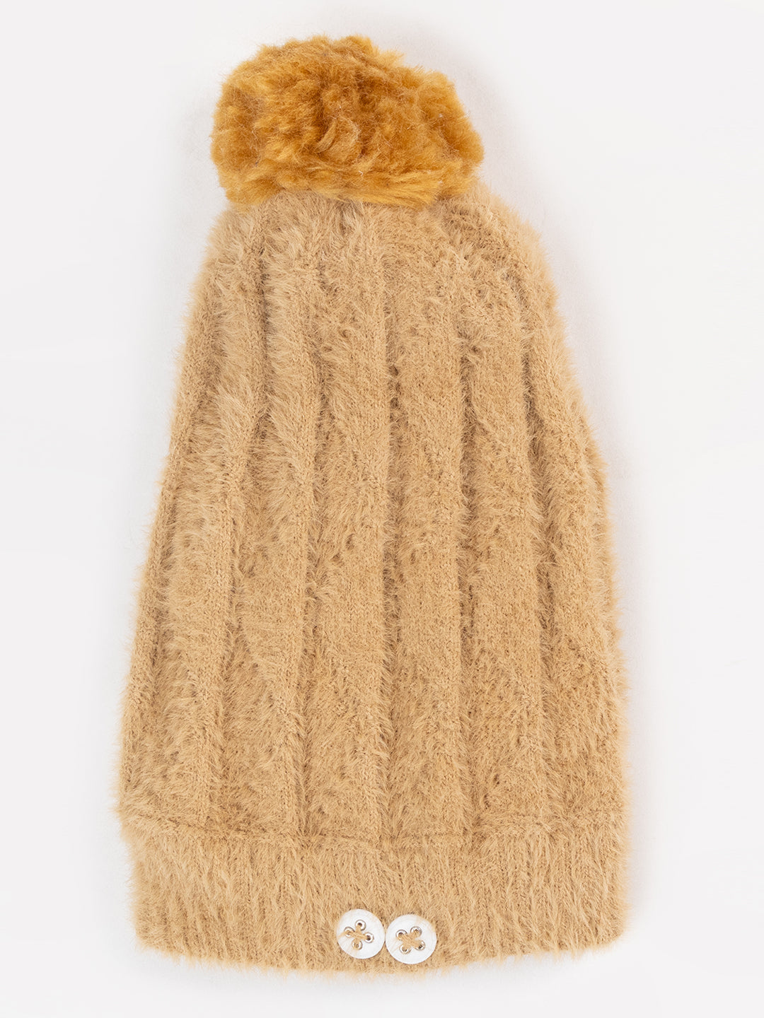 Woolen Pocket Muffler Cap for Women- Beige | AMOLDO