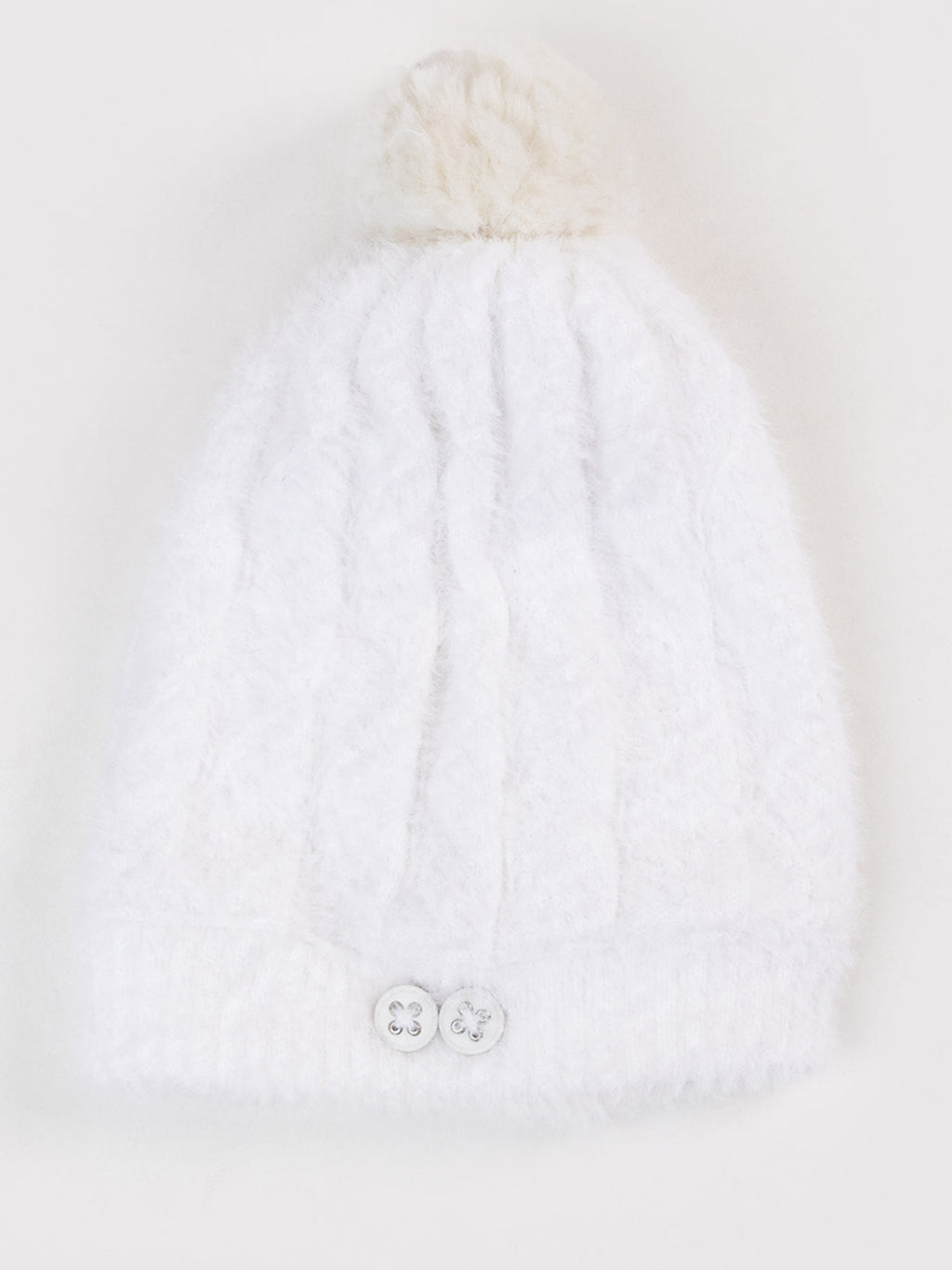 Woolen Pocket Muffler Cap for Women- White | AMOLDO