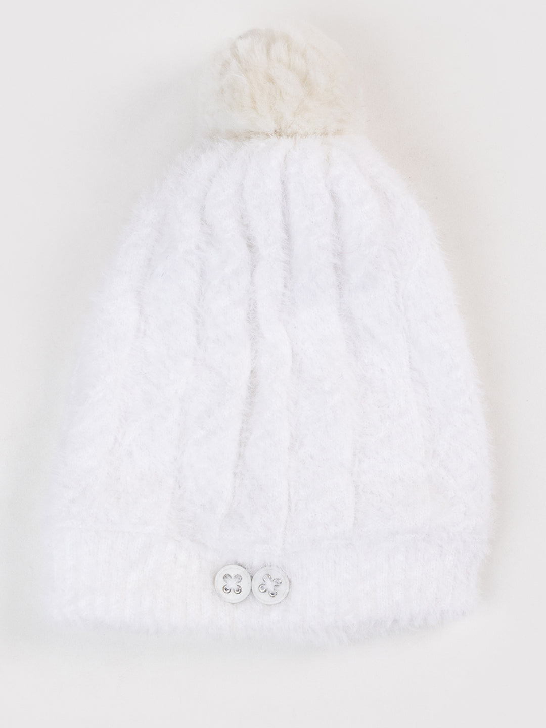 Woolen Pocket Muffler Cap for Women- White | AMOLDO