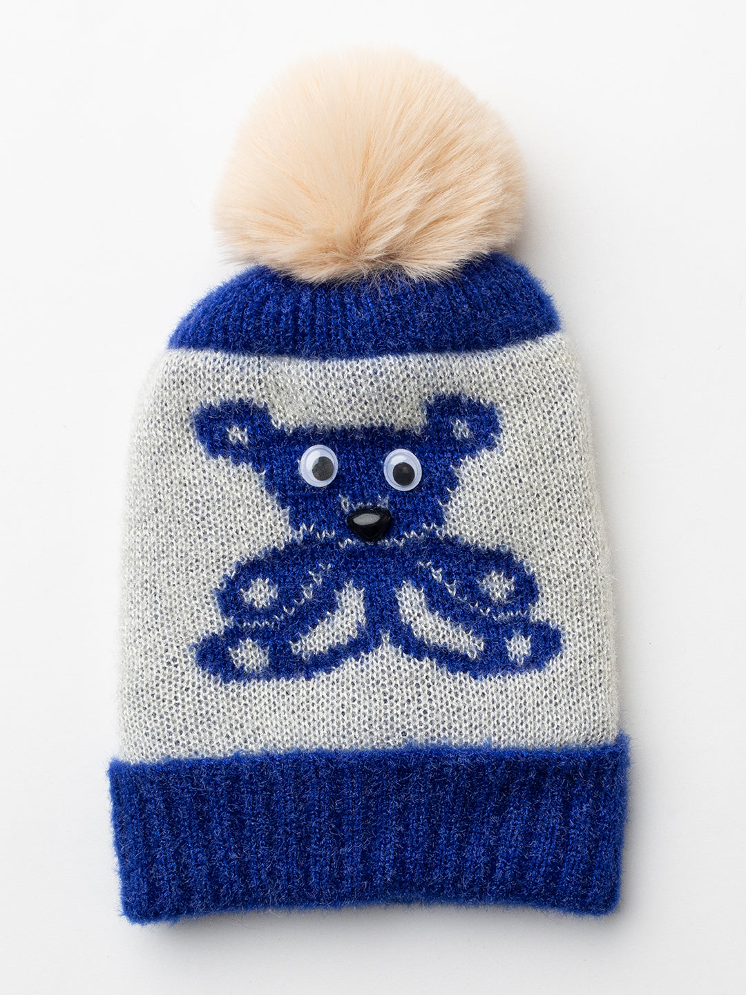 Woolen Kid's Pom Pom cap- Blue |Amoldo