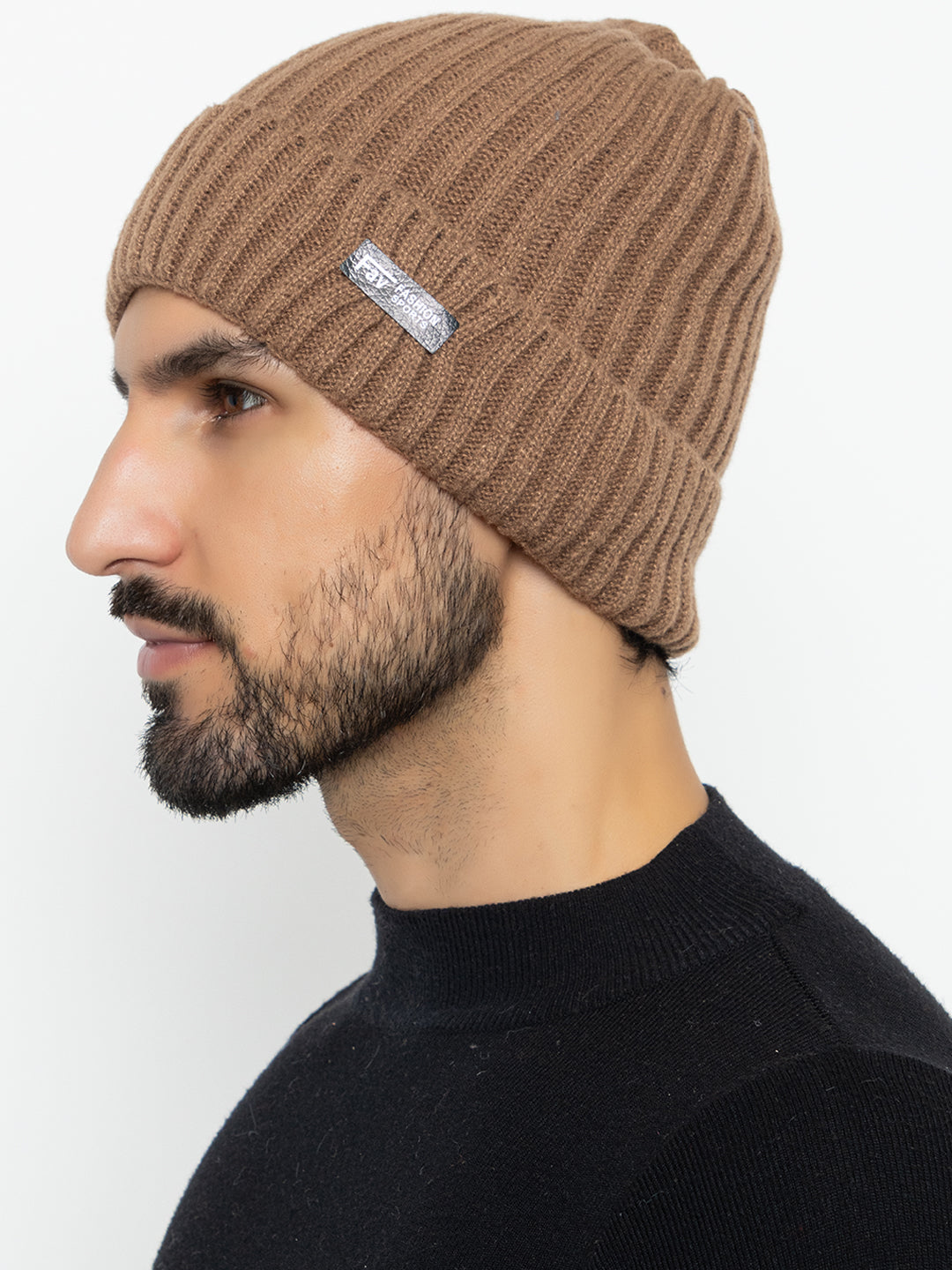 Amoldo unisex Soft and Warm Brown Winter Woolen Skull Beanie cap with Lining