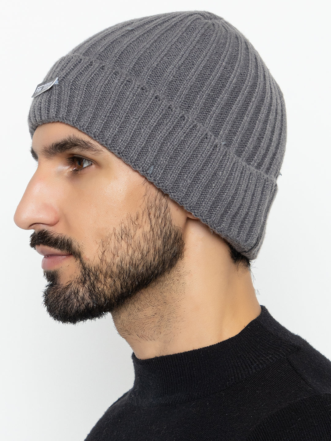 Amoldo unisex Soft and Warm Grey Winter Woolen Skull Beanie cap with Lining