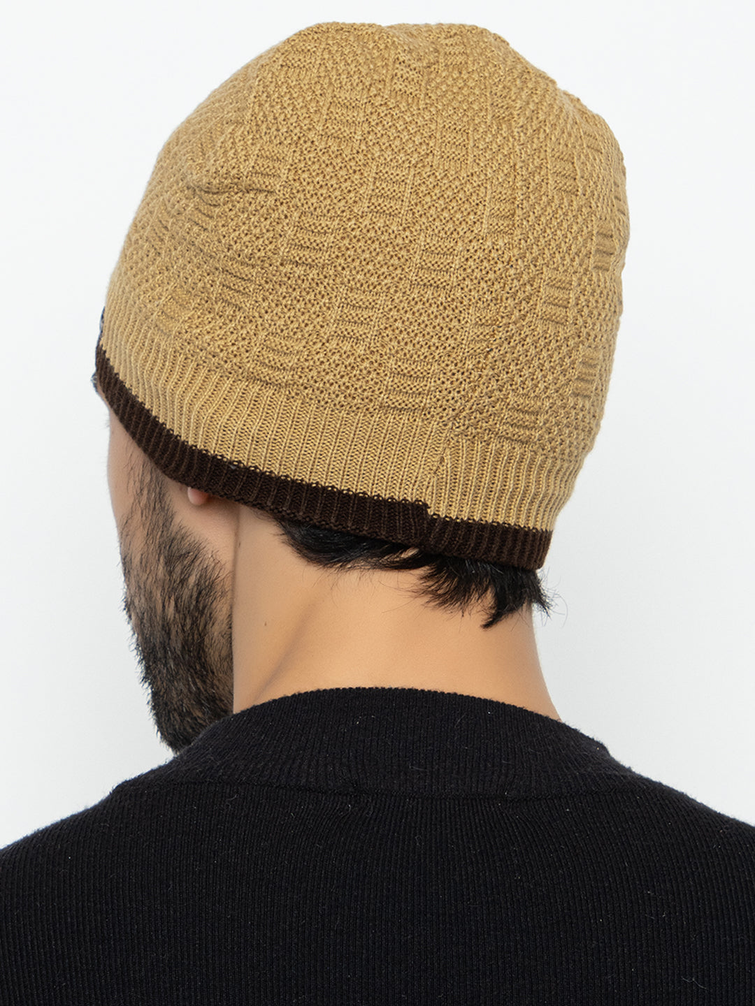 Unisex Woolen Fur Lining Beanie Cap- Beige | Amoldo