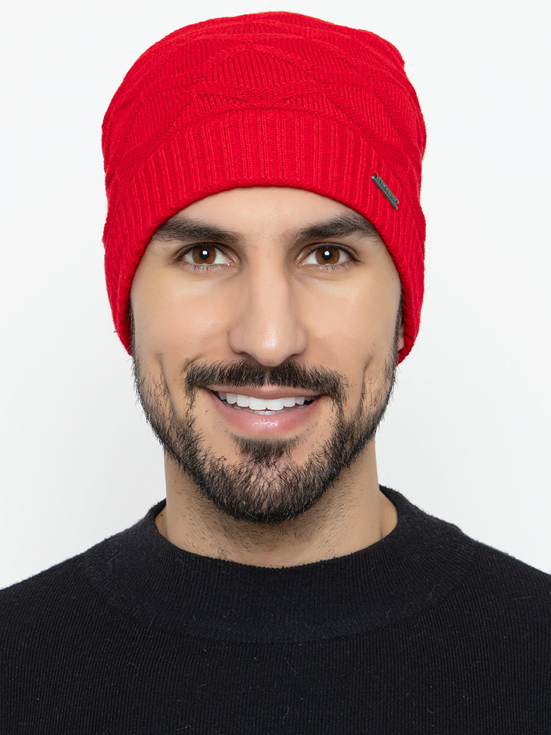 Amoldo unisex Soft and Warm Red Winter Woolen Skull Beanie cap with Fur Lining (Box Design)