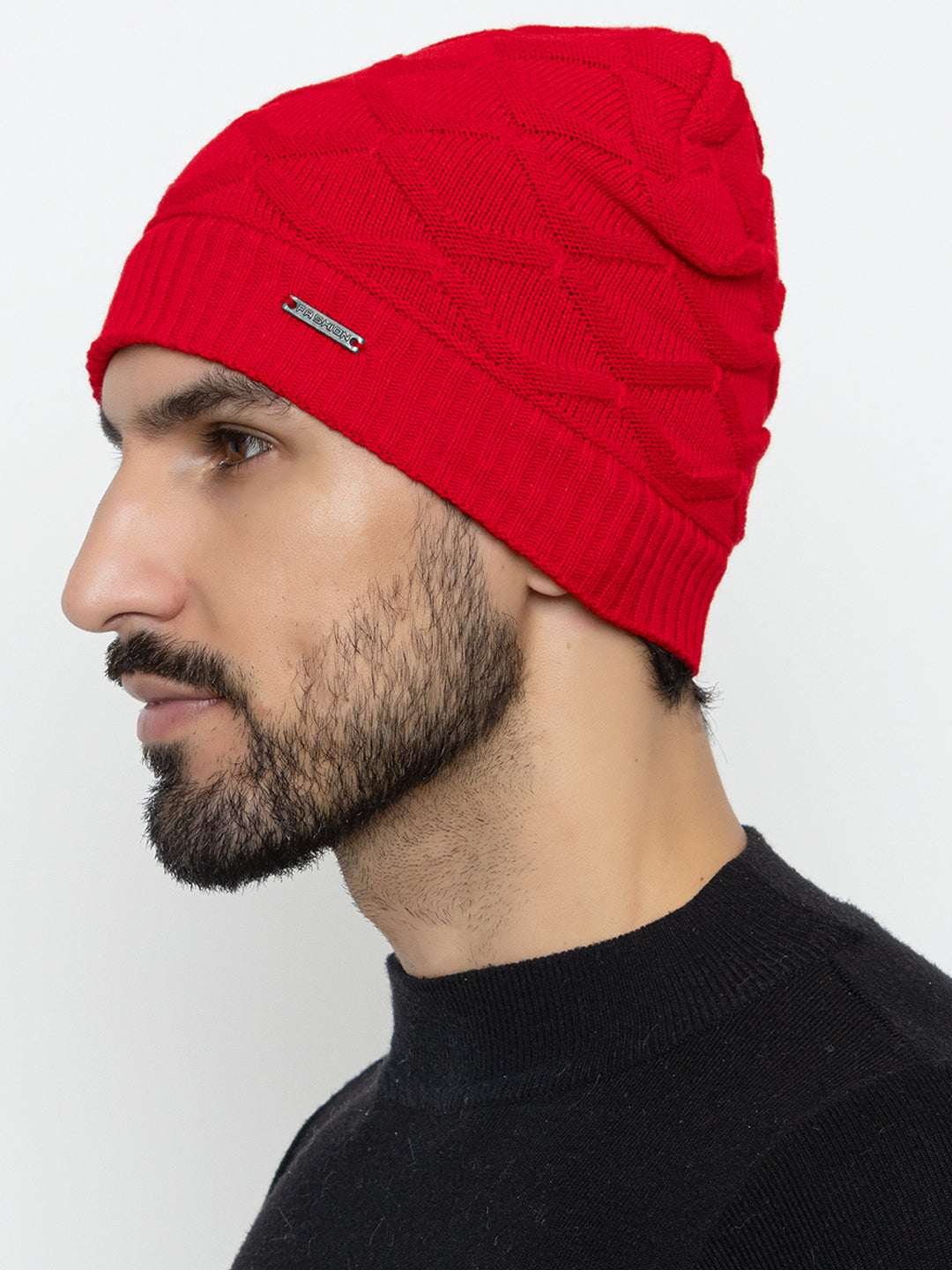 Amoldo unisex Soft and Warm Red Winter Woolen Skull Beanie cap with Fur Lining (Box Design)