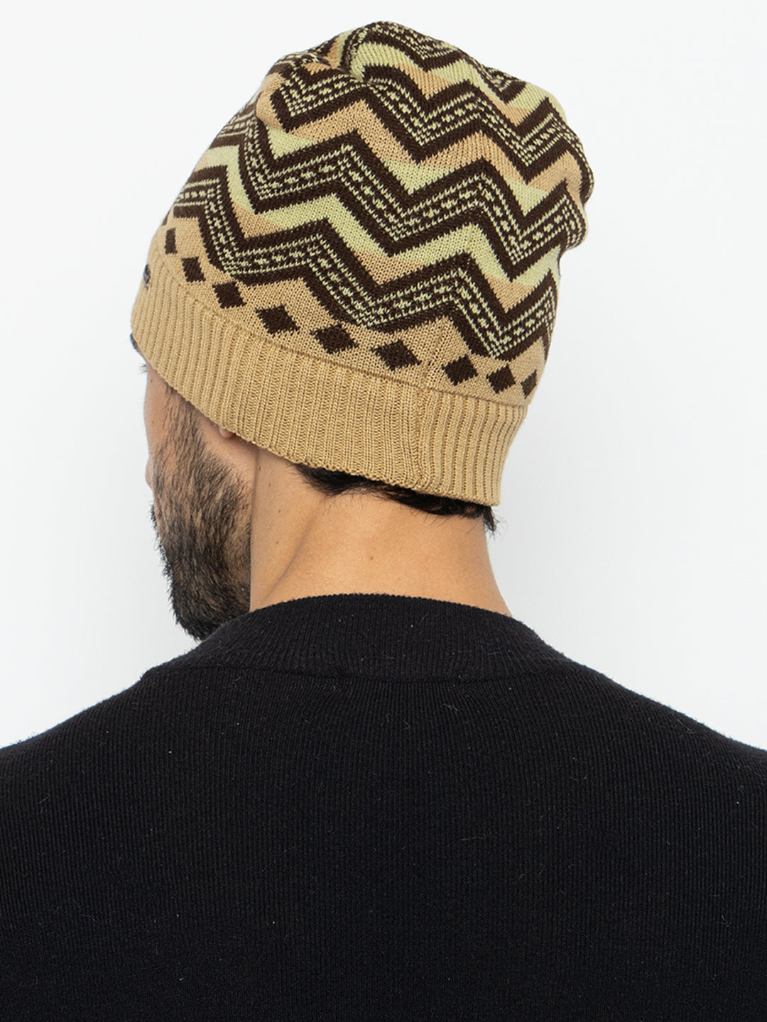 Unisex Winter Woolen Zig-zag Beanie cap- Beige