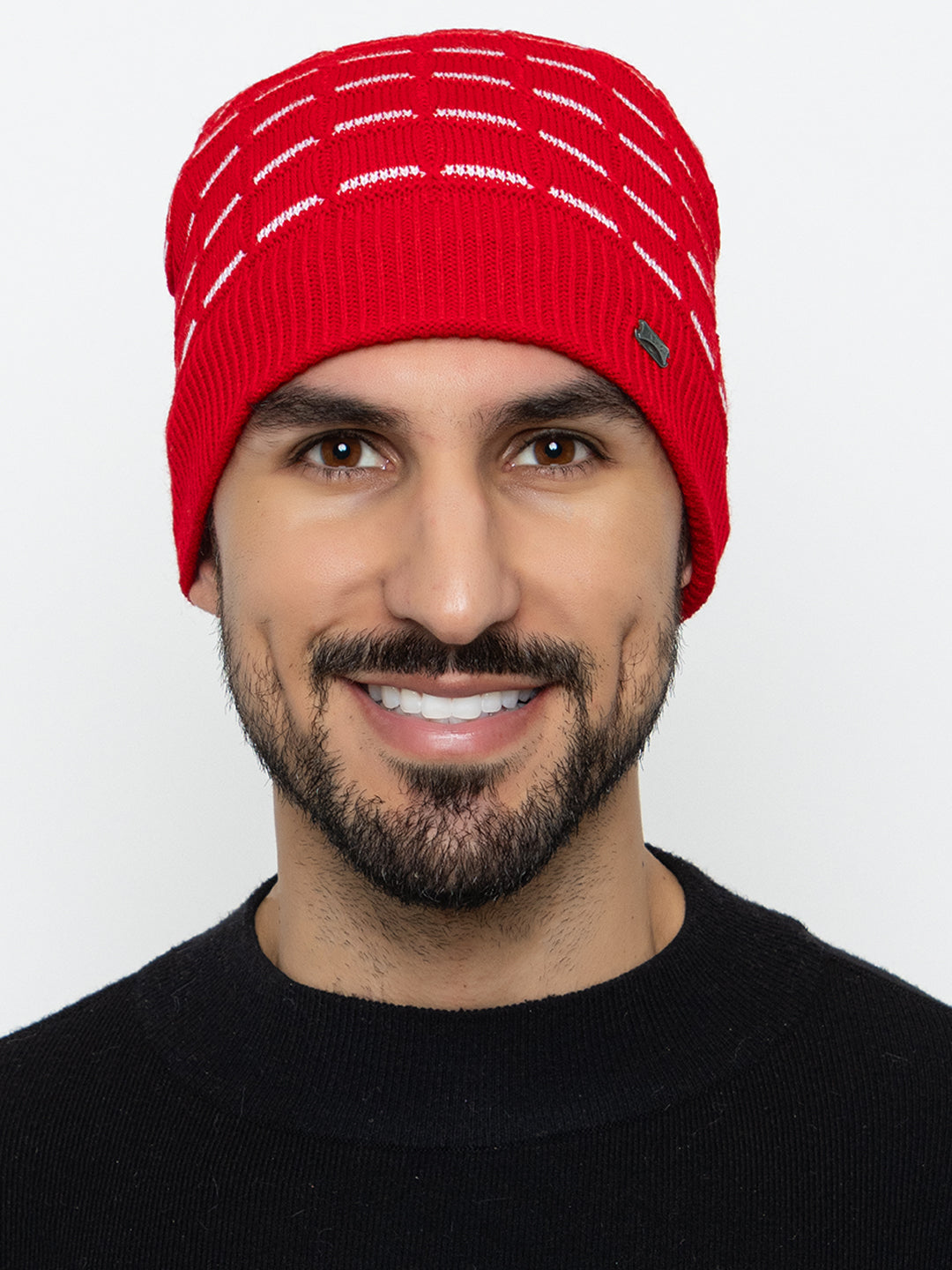 Amoldo unisex Soft and Warm Red Winter Woolen Skull Beanie cap with Fur Lining (Brick Design)