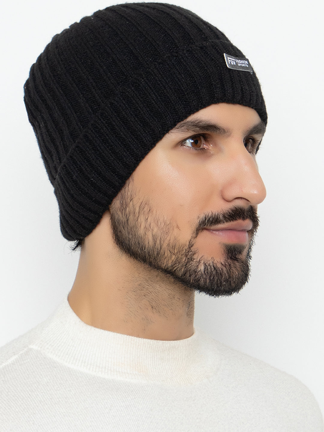 Amoldo unisex Soft and Warm Black Winter Woolen Skull Beanie cap with Lining