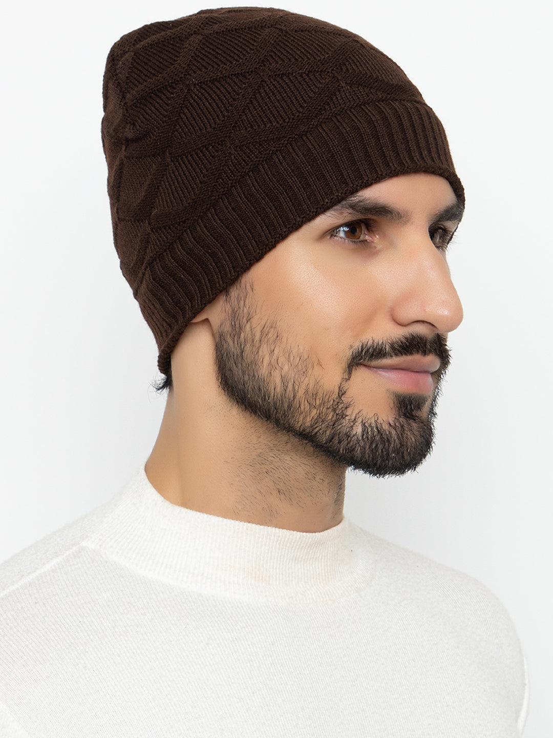 Amoldo unisex Soft and Warm Brown Winter Woolen Skull Beanie cap with Fur Lining (Box Design)