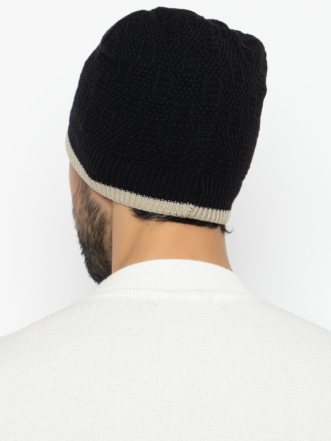 Unisex Woolen Fur Lining Beanie Cap- Black | Amoldo