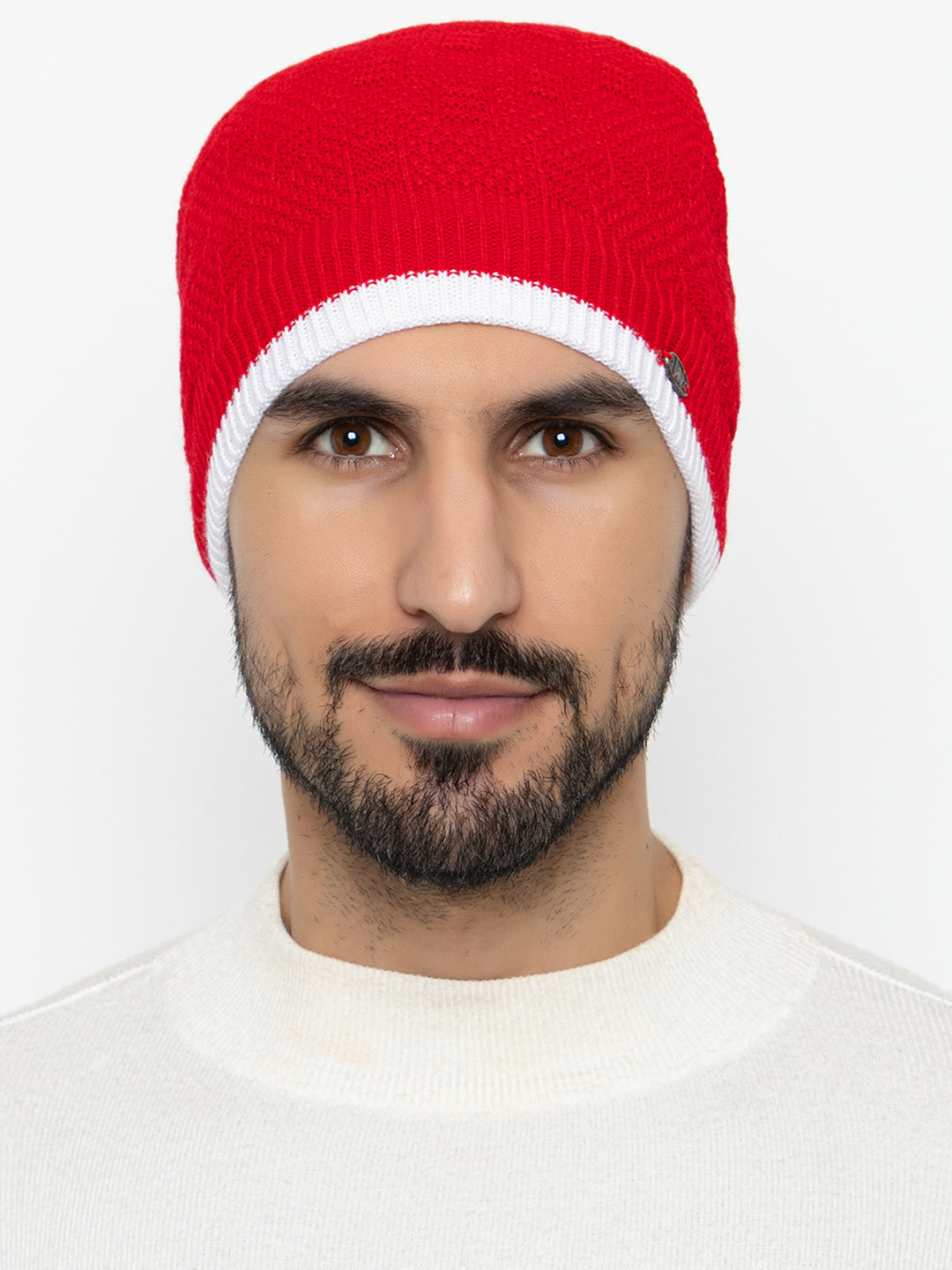 Unisex Woolen Fur Lining Beanie Cap- Red | Amoldo