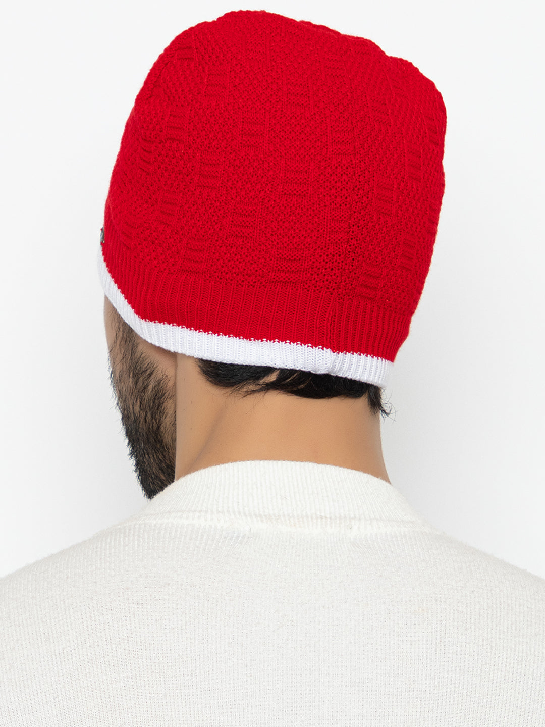 Unisex Woolen Fur Lining Beanie Cap- Red | Amoldo