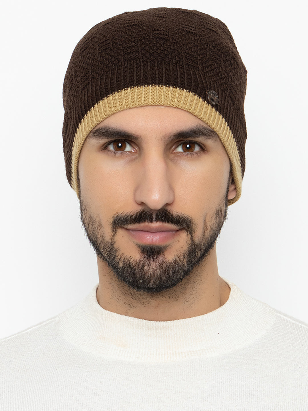 Unisex Woolen Fur Lining Beanie Cap- Brown | Amoldo