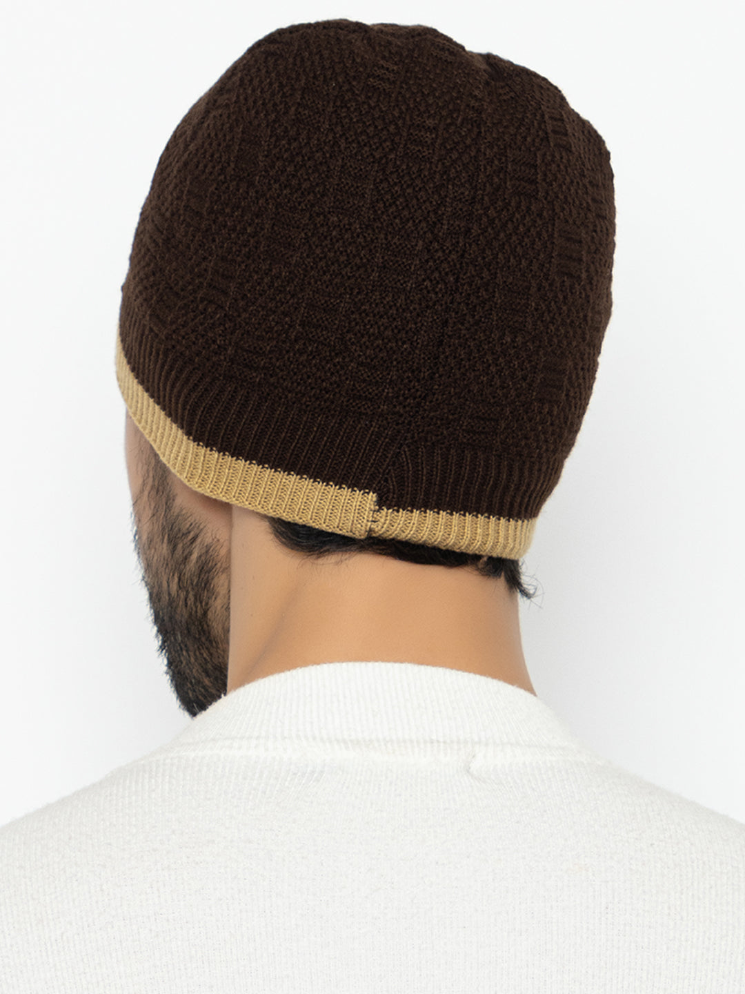 Unisex Woolen Fur Lining Beanie Cap- Brown | Amoldo