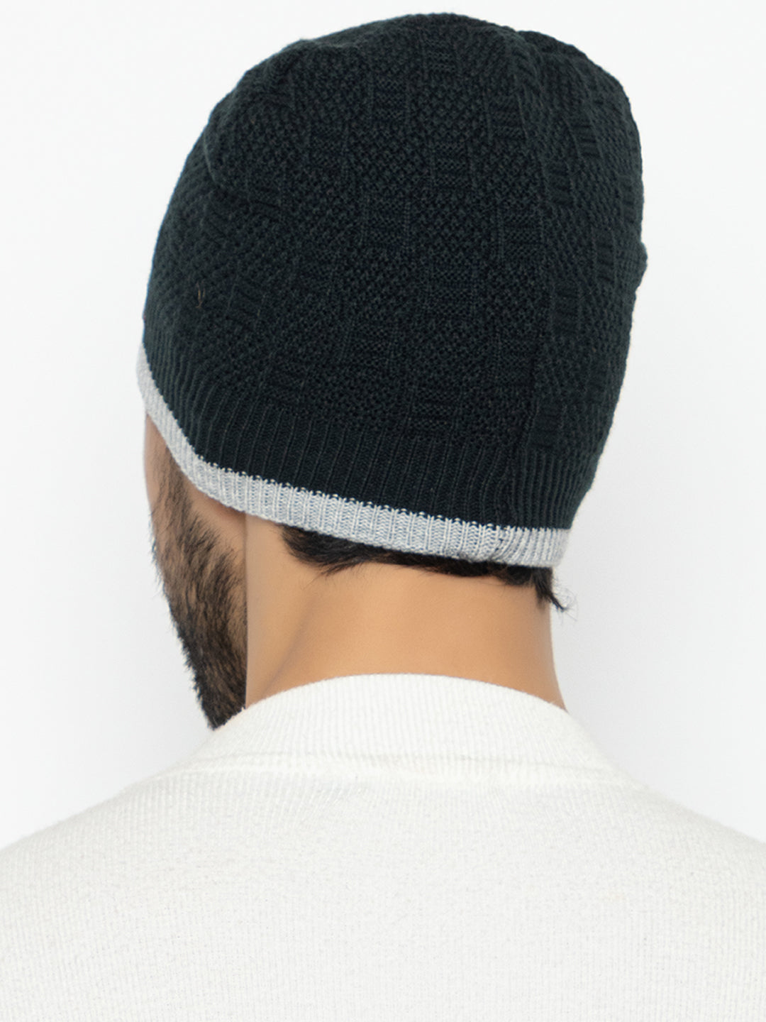 Unisex Woolen Fur Lining Beanie Cap- Navy | Amoldo