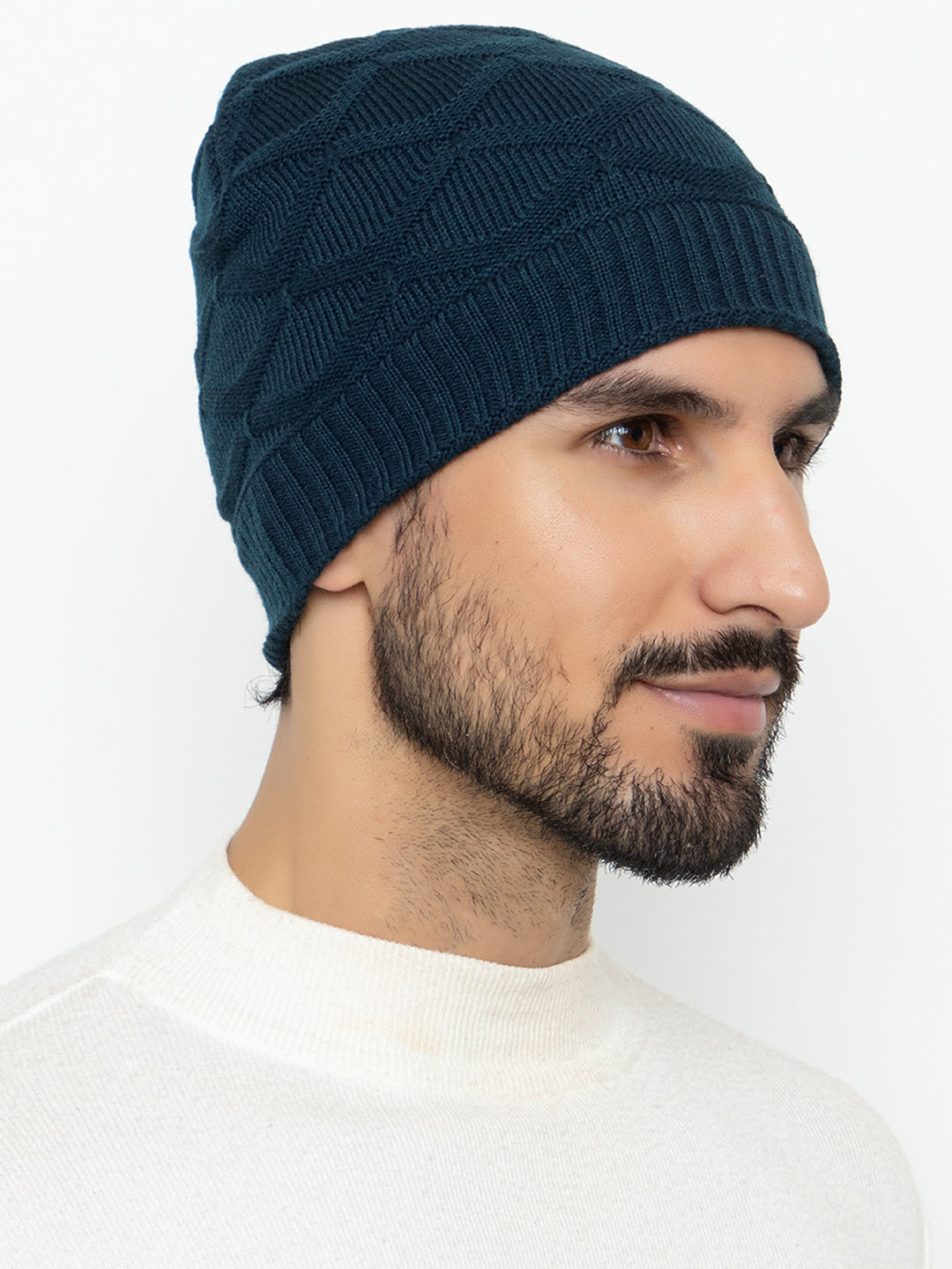 Amoldo unisex Soft and Warm Blue Winter Woolen Skull Beanie cap with Fur Lining (Box Design)