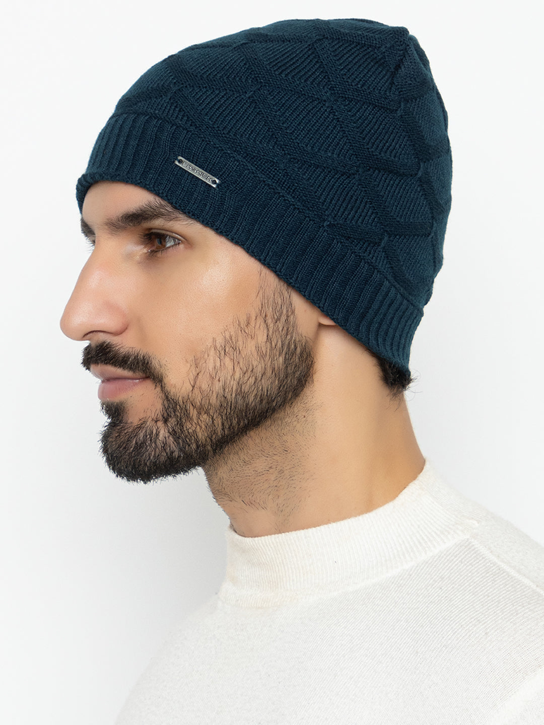 Amoldo unisex Soft and Warm Blue Winter Woolen Skull Beanie cap with Fur Lining (Box Design)