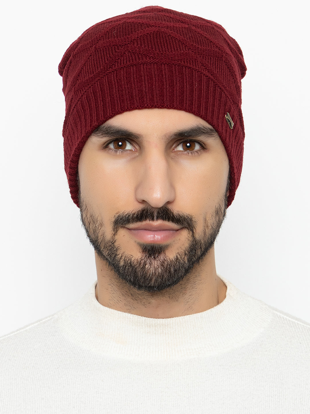 Amoldo unisex Soft and Warm Maroon Winter Woolen Skull Beanie cap with Fur Lining (Box Design)