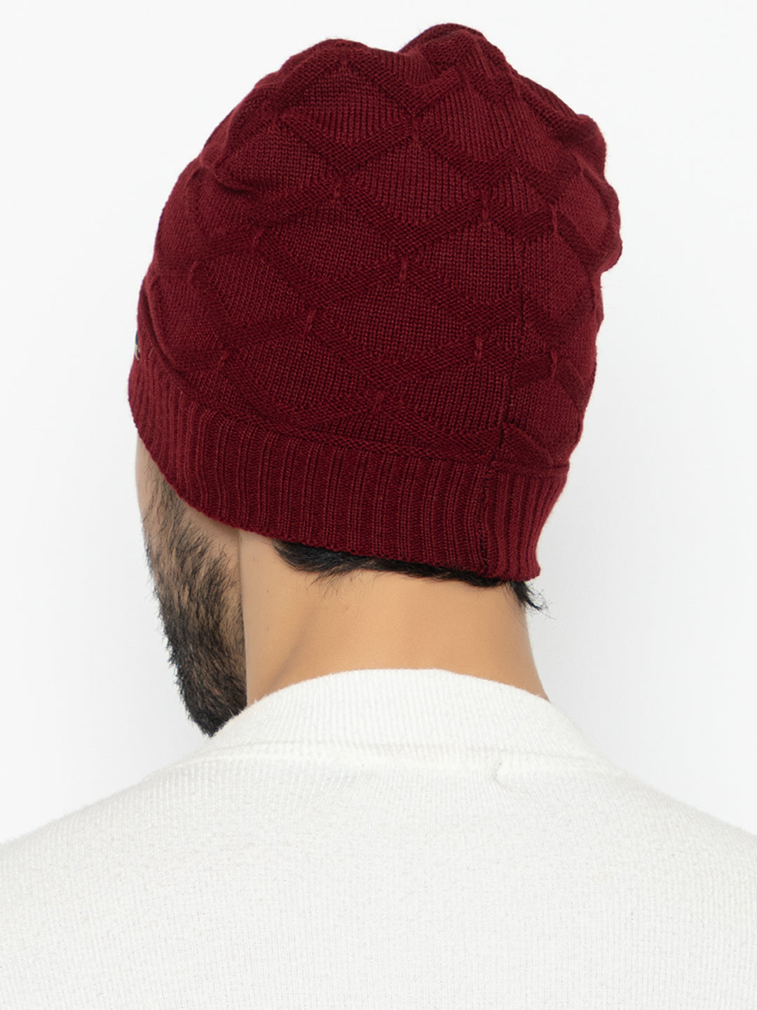 Amoldo unisex Soft and Warm Maroon Winter Woolen Skull Beanie cap with Fur Lining (Box Design)