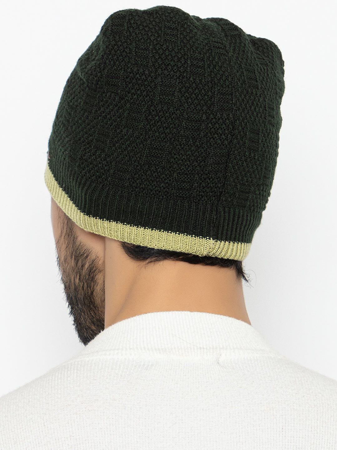 Unisex Woolen Fur Lining Beanie Cap- Olive | Amoldo