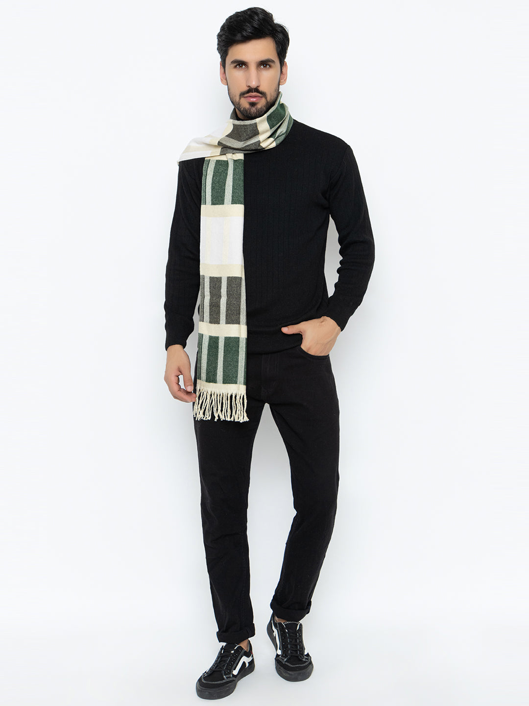 Woolen Boxed Muffler- Olive | Amoldo