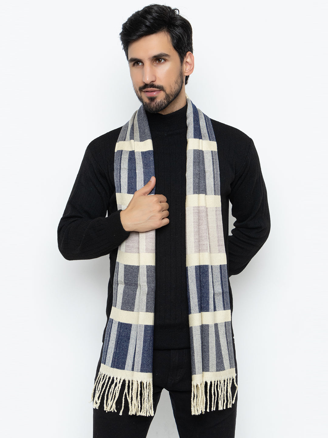 Woolen Boxed Muffler- Navy | Amoldo