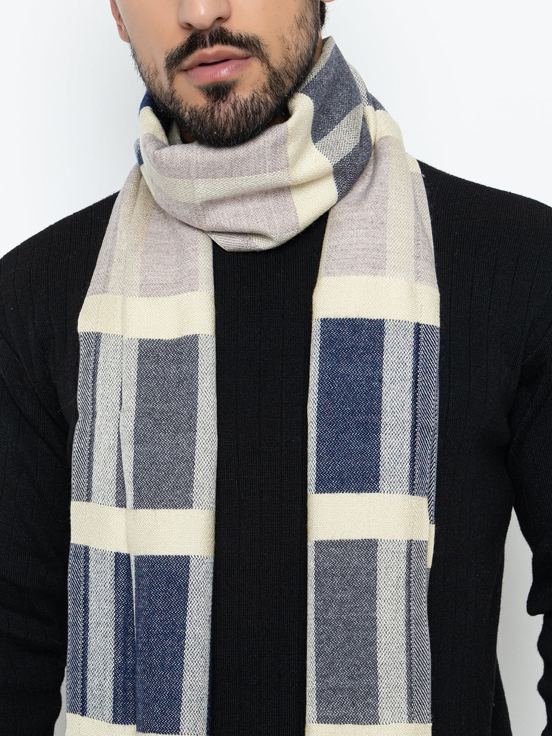 Woolen Boxed Muffler- Navy | Amoldo