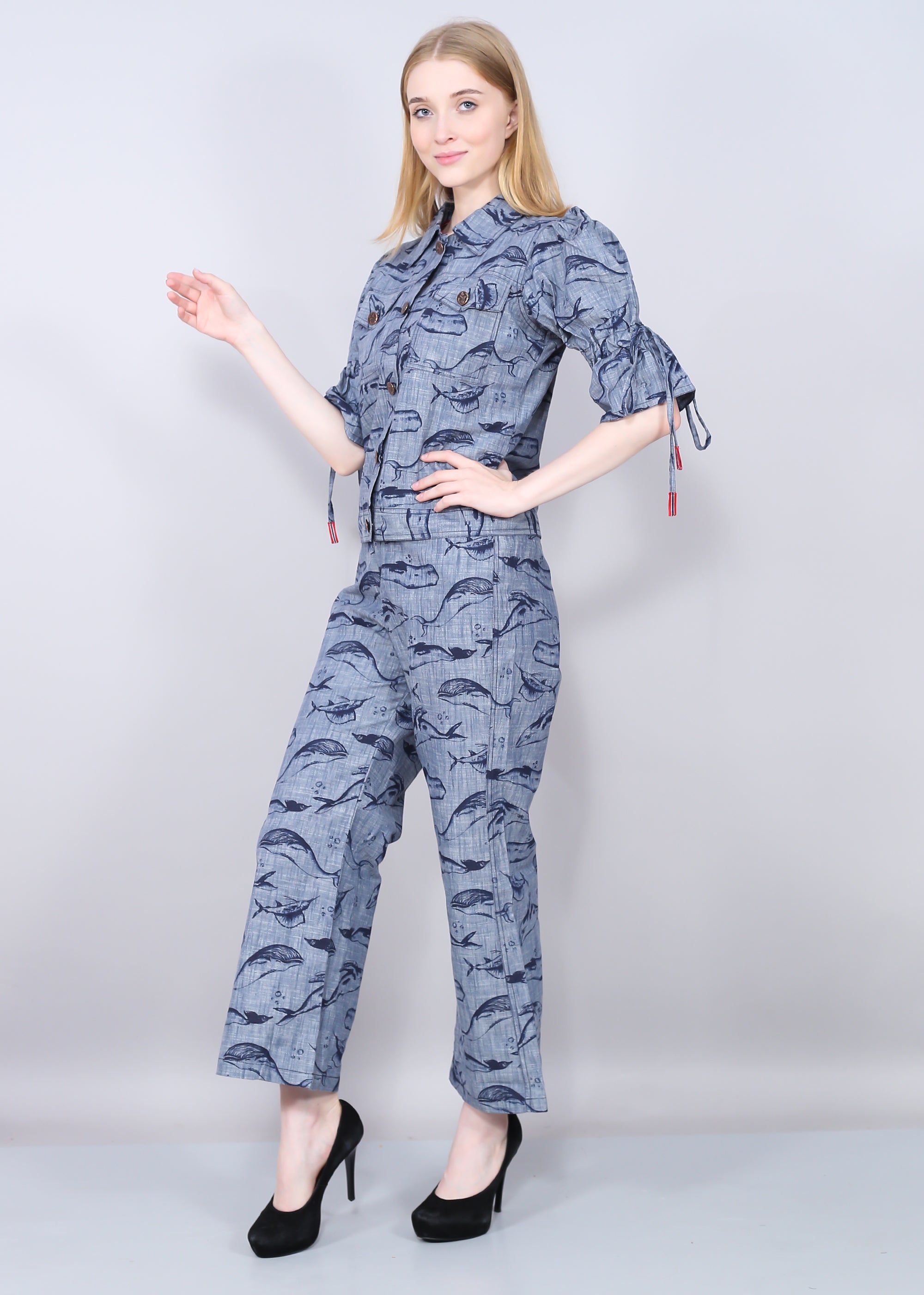 baby shark denim women's cord set