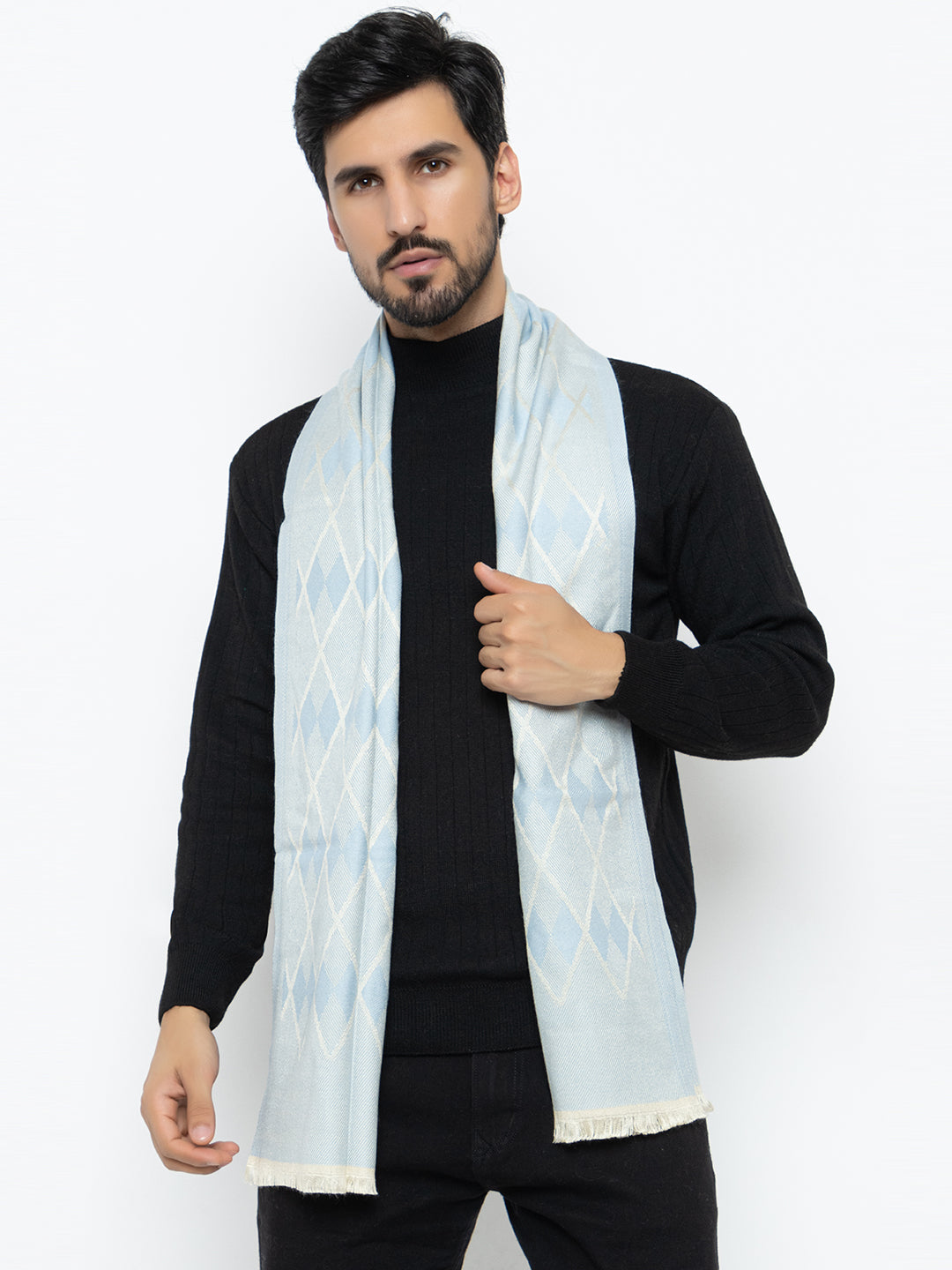 Woolen Diamond Muffler- Sky Blue | Amoldo