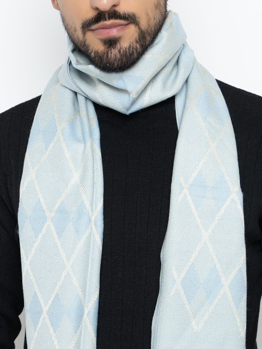 Woolen Diamond Muffler- Sky Blue | Amoldo