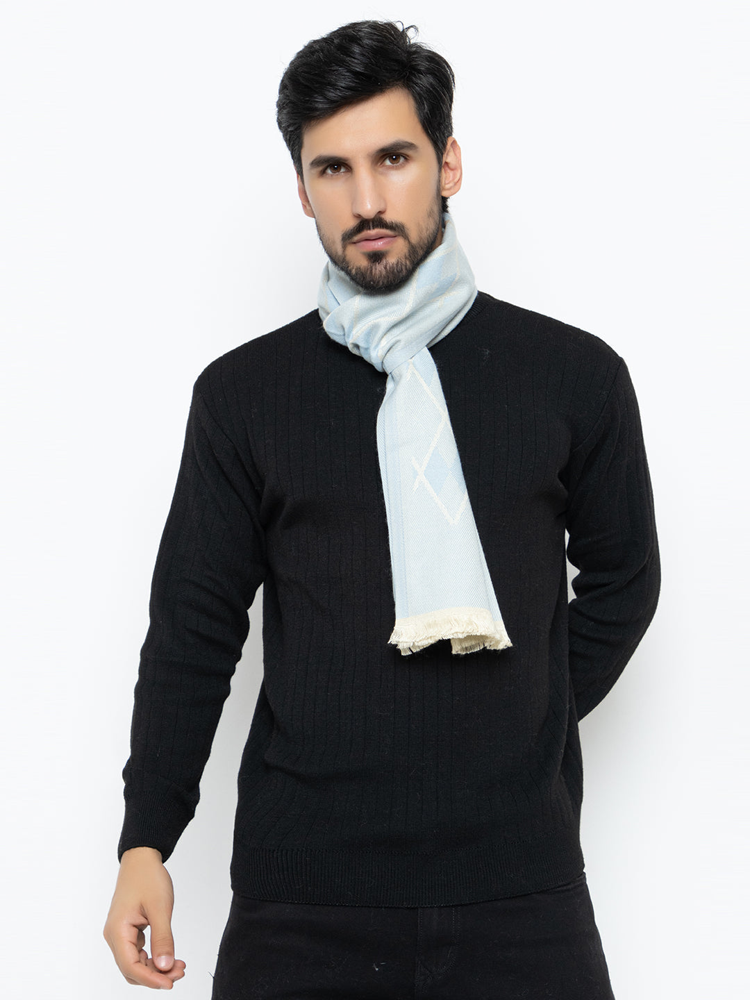 Woolen Diamond Muffler- Sky Blue | Amoldo